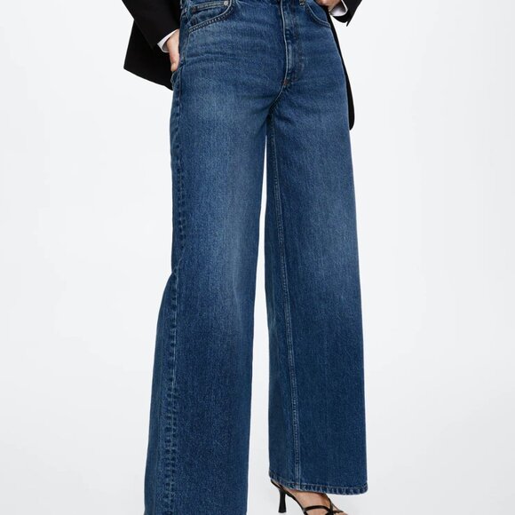 MANGO Wide Leg Cut-Off Jeans Sz. 8 - Picture 2 of 7